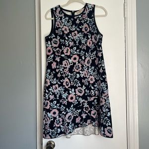 Navy, Pink and white mini dress with ruffles on the bottom
